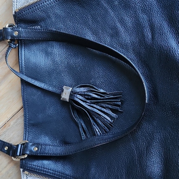 Stella & Dot Black Leather Purse Shoulder Bag Snakeskin Detail Sides - Picture 15 of 17